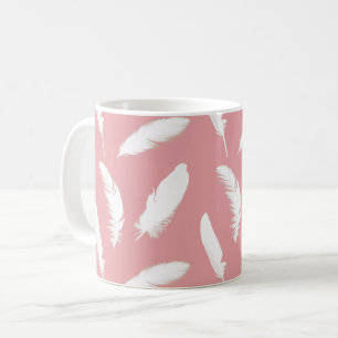Witte veren op Shell Roze Koffiemok