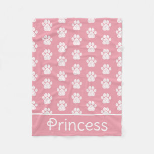 Witte verfdrukken op roze, speciaal aangepast pakk fleece deken