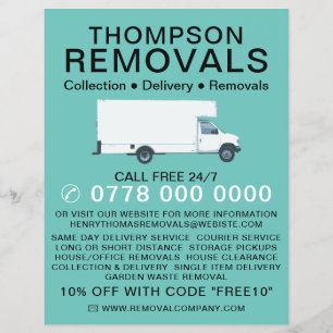 Witte Verhuiswagen, Verhuisbedrijf Reclame Flyer