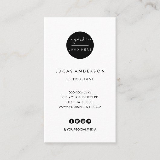 Witte verticale aangepaste logo moderne profession visitekaartje (Voorkant)