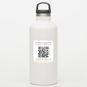 Witte vierkant Business QR-code Water Fles Sticker