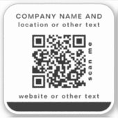 Witte vierkant Business QR-code Water Fles Sticker (Voorkant)
