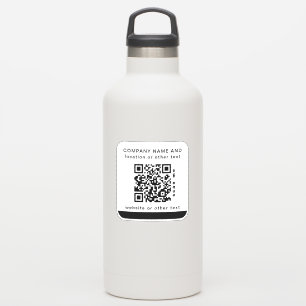 Witte vierkant Business QR-code Water Fles Sticker