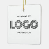 Witte Vierkant Moderne Logo Keramisch Ornament (Links)