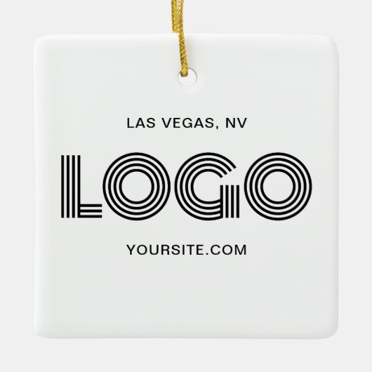 Witte Vierkant Moderne Logo Keramisch Ornament (Voorkant)