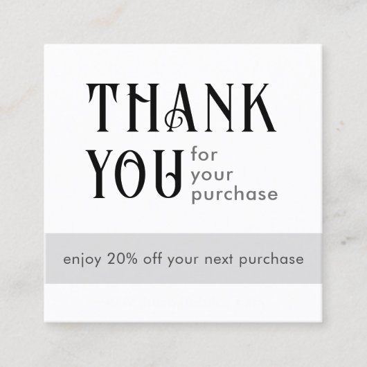 Witte Vierkante Korting Kaart (Voorkant)