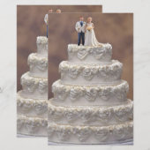 Witte vijf-tier bruidstaart met bruidspaar, briefpapier (Voorkant / Achterkant)