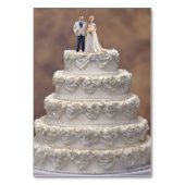 Witte vijf-tier bruidstaart met bruidspaar, kaart (Achterkant)