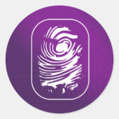 Witte vingerafdruk op Paarse Ronde Sticker (Voorkant)