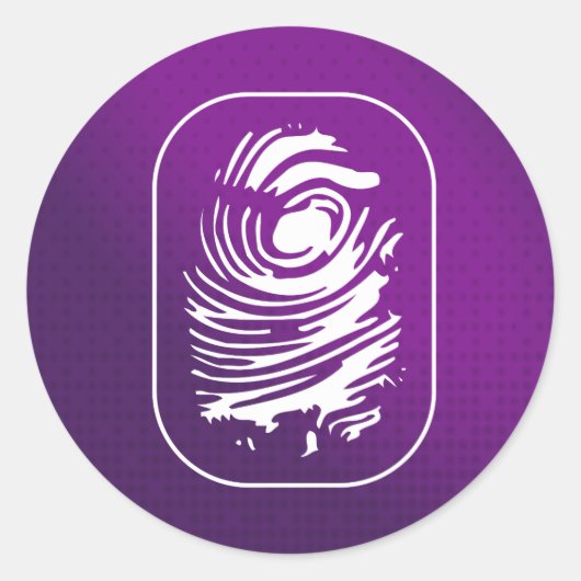 Witte vingerafdruk op Paarse Ronde Sticker (Voorkant)