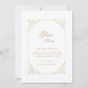 Witte Vintage Gouden Calligrafie Script Iftar Fees Kaart