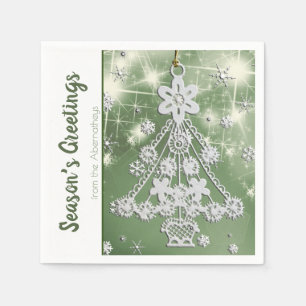 Witte Vintage Kerstboom Ornament Sjabloon Servet