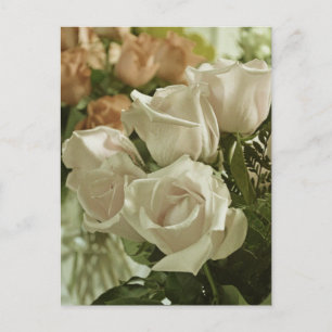 Witte vintage rozen print ansichtkaart briefkaart