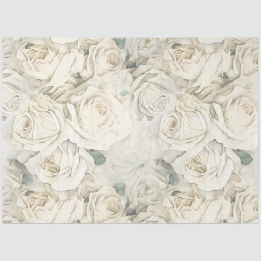 Witte Vintage Rozen Tissuepapier (Voorkant)