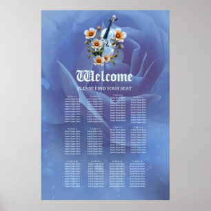 Witte viool met bloemetjes – Elegante muziek & Nat Poster