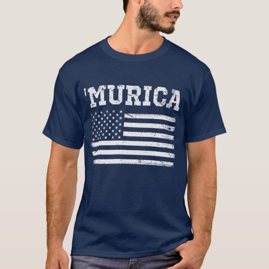 witte vlag 'Murica T-shirt (Voorkant)