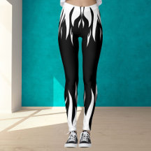 Witte Vlam Zwarte legging voor sport & fitness
