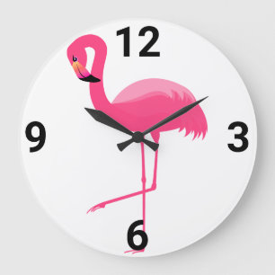 WITTE VLAMINGO WALL CLOCK GROTE KLOK