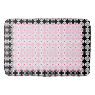  witte vleermuis op chic French roze and black Badmat