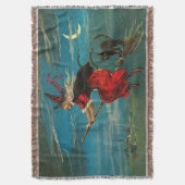 Witte vliegende zwarte kat crescent moon deken (Voorkant Verticaal)