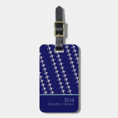 Witte Vliegtuigen met naam & initialen, elegant bl Bagagelabel (Voorkant verticaal)