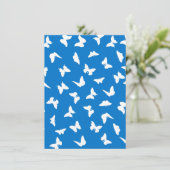 Witte Vlinder Blauwe Achtergrond Esthetisch Patroo Menu (Staand voorkant)