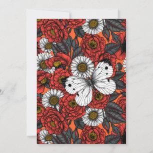 Witte vlinder en rozen