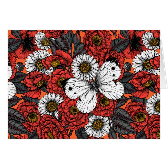 Witte vlinder en rozen (Voorkant Horizontaal)