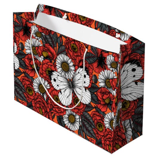 Witte vlinder en rozen groot cadeauzakje (Achterkant Gekanteld)