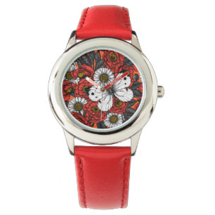 Witte vlinder en rozen horloge
