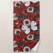 Witte vlinder en rozen strandlaken (Voorkant)