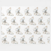  witte vlinder fleece deken (Voorkant (Horizontaal))