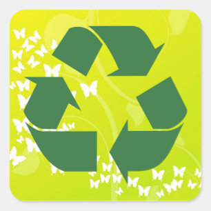 Witte vlinder RECYCLEN stickers (Square)