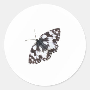 Witte vlinder ronde sticker