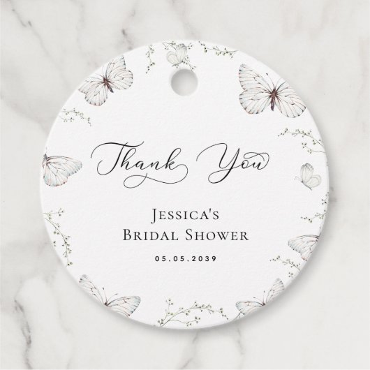 Witte Vlinder Tuin Bruilofts Bruidsjonker Bedanken Bedankjes Labels (Voorkant)