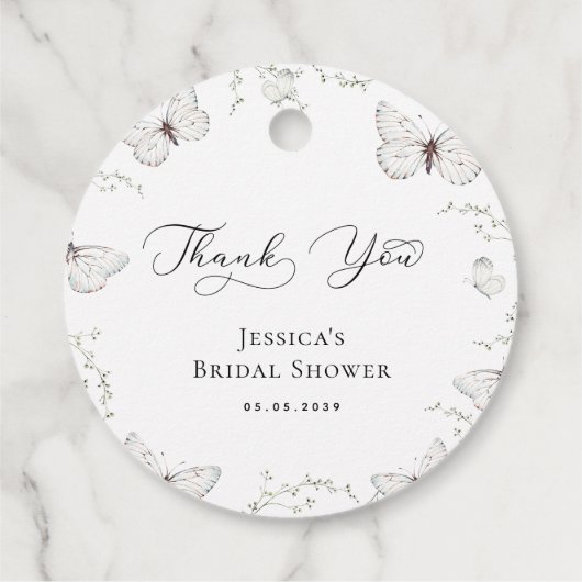 Witte Vlinder Tuin Bruiloftsdankjeshouding Bedankjes Labels (Achterkant)