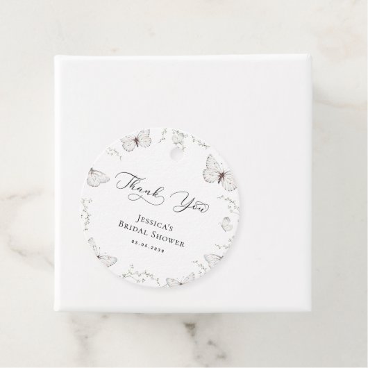 Witte Vlinder Tuin Bruiloftsdankjeshouding Bedankjes Labels (In situ)