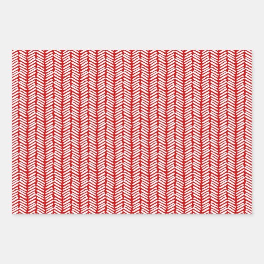 witte vlinderdarm dots Chevron stripes op rood Inpakpapier Vel (Voorkant 3)