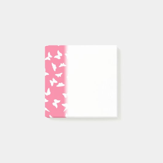 Witte vlinderroze achtergrond esthetisch patroon post-it® notes (Voorkant)