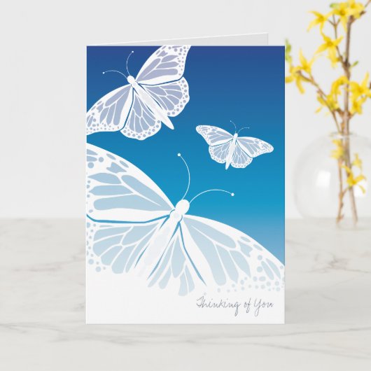 Witte vlinders denken aan je Kaart (Gele Bloem)