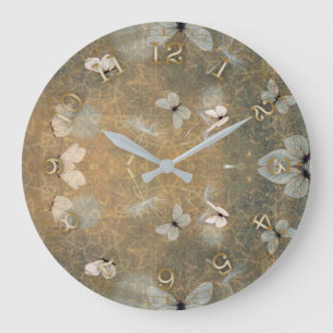  witte vlinders en vliegende duiven grote klok