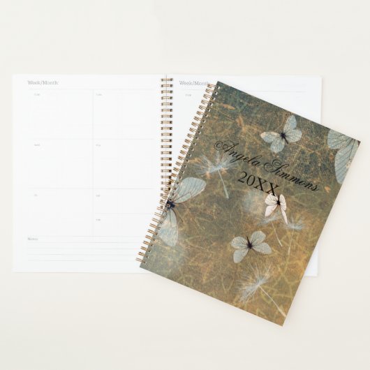 witte vlinders en vliegende duiven planner (Display)