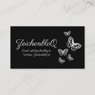 Witte vlinders op zwart Visitekaartje