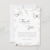 Witte Vlindertuin Bruidsbruiloft Dank Je Bedankkaart (Voorkant)