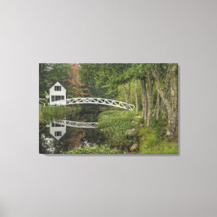 Witte voetgangersbrug, Somesville, Mount Desert Canvas Afdruk