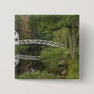Witte voetgangersbrug, Somesville, Mount Desert Vierkante Button 5,1 Cm