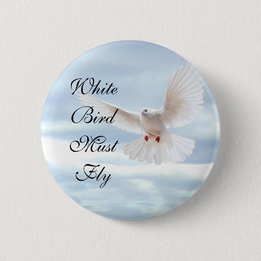 Witte vogel ronde button 5,7 cm (Voorkant)