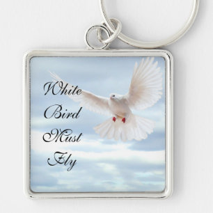 Witte vogel sleutelhanger