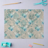 Witte vogels, blauwe bloemen en ontkoppeling van k tissuepapier (Craft)