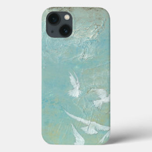 Witte vogels vliegen door de blauwe hemel iPhone 13 hoesje